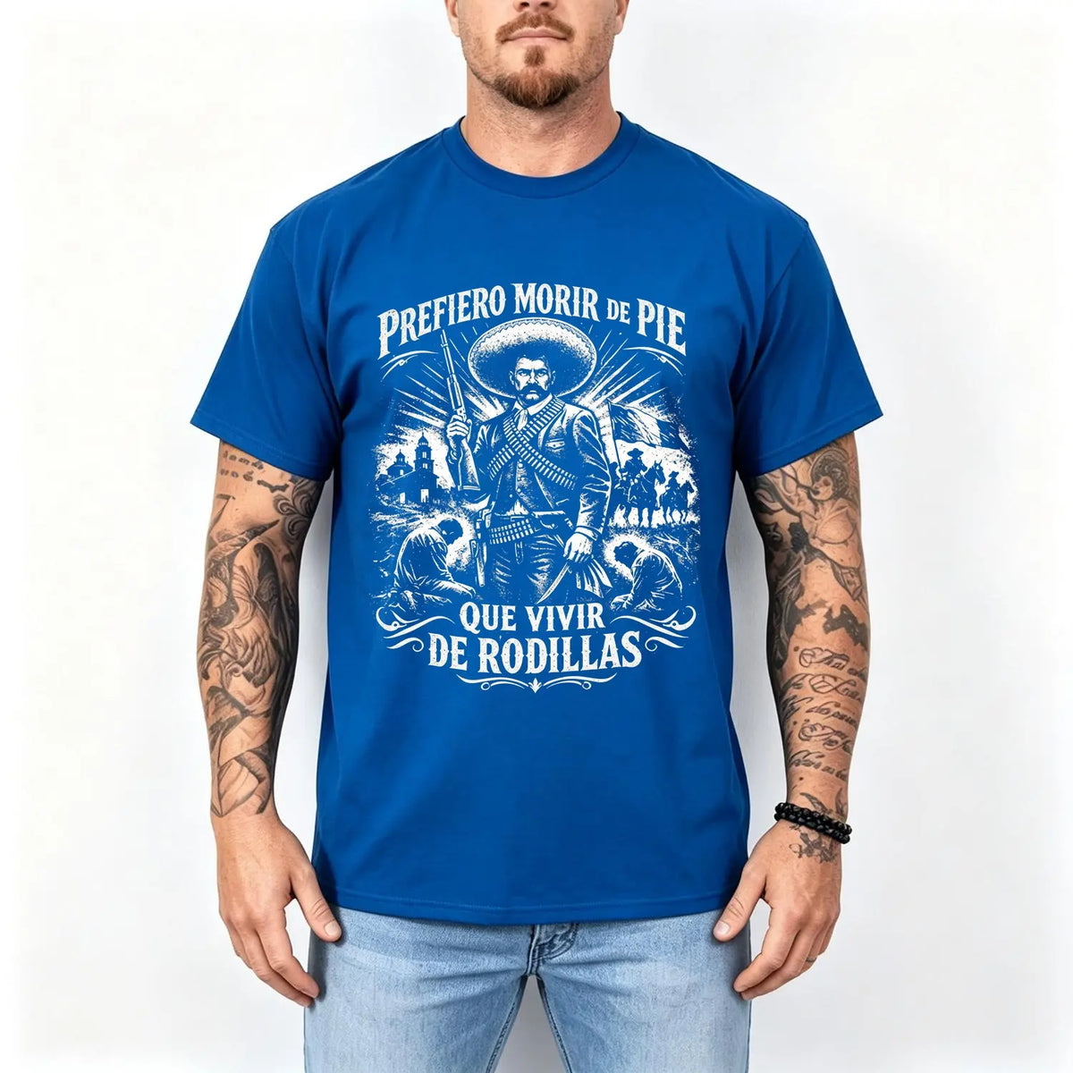 Men's 100% Pure Cotton Oversized Short-Sleeve Crew Neck T-Shirt - Historical Icon Emiliano Zapata Print Casual Graphic Top, Mexican Revolution Heat Transfer Menswear, Vintage Letter Gift for Friends