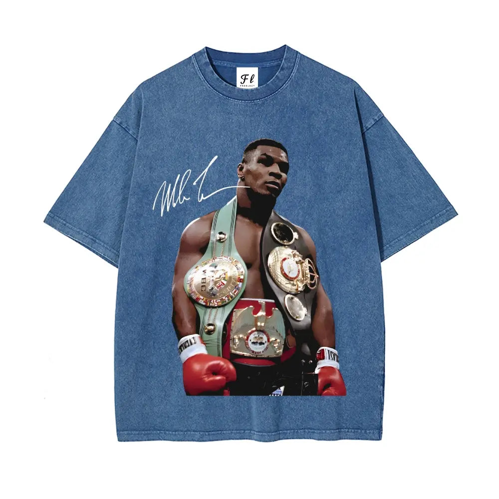 Mike Tyson T-Shirt, 90s Vintage Boxing Sport Legend Oversize Unisex Washed T-Shirt for Women and Men's Unisex Fit Batik Cotton Oversize Streetwear Menswear Super Soft Pre-Shrunk,back to school,back to school shopping