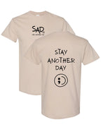 Stay Another Day Men's Cotton Graphic T-Shirt - Short-Sleeve, Loose Fit, Round Neck Crewneck, Minimalist Casual Positivity Graphic Mental Health Awareness Menswear Top, Tshirt