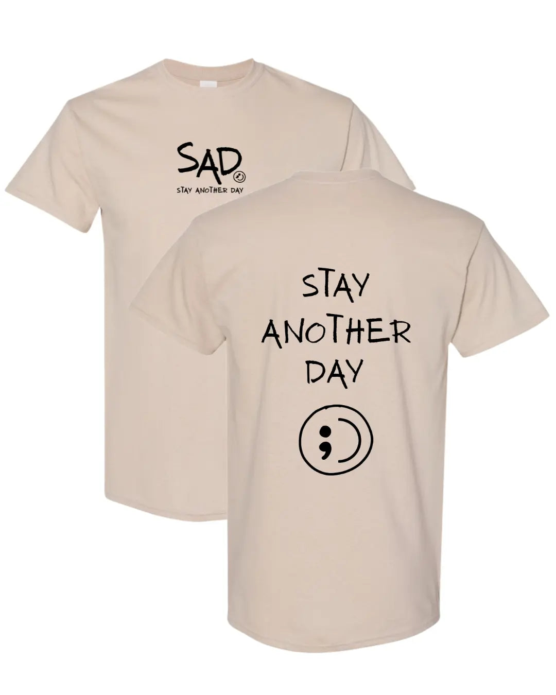 Stay Another Day Men's Cotton Graphic T-Shirt - Short-Sleeve, Loose Fit, Round Neck Crewneck, Minimalist Casual Positivity Graphic Mental Health Awareness Menswear Top, Tshirt
