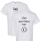 Stay Another Day Men's Cotton Graphic T-Shirt - Short-Sleeve, Loose Fit, Round Neck Crewneck, Minimalist Casual Positivity Graphic Mental Health Awareness Menswear Top, Tshirt