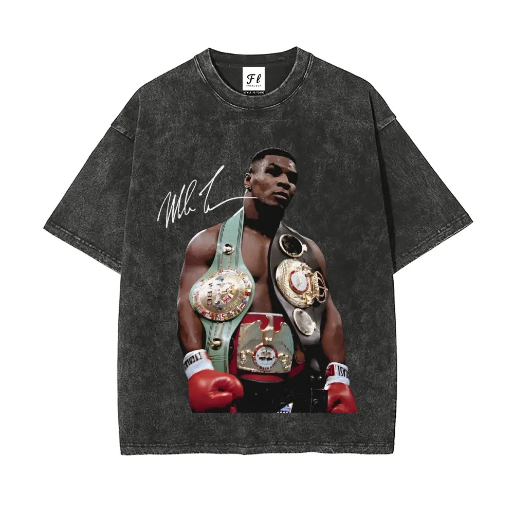 Mike Tyson T-Shirt, 90s Vintage Boxing Sport Legend Oversize Unisex Washed T-Shirt for Women and Men's Unisex Fit Batik Cotton Oversize Streetwear Menswear Super Soft Pre-Shrunk,back to school,back to school shopping