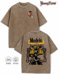 Vintage Acid Wash Skeleton Drinking Beer Graphic Tee Grunge Streetwear Y2K Clothing Oversized Summer Top loose fit casual shirt cotton t-shirt