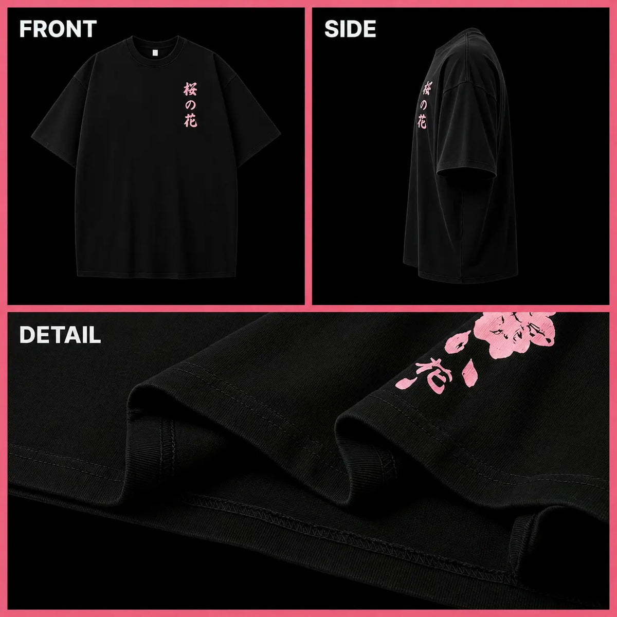 Men's Crew Neck Graphic Tee - Unisex 230g Premium Soft Cotton Vintage Striped Tie-Dye Short-Sleeve, Chic Preppy Retro Streetwear, Double-Sided HD Japanese Cherry Blossom Print, Skin-Friendly Breathable Oversized Black Flora Thanksgiving Gift