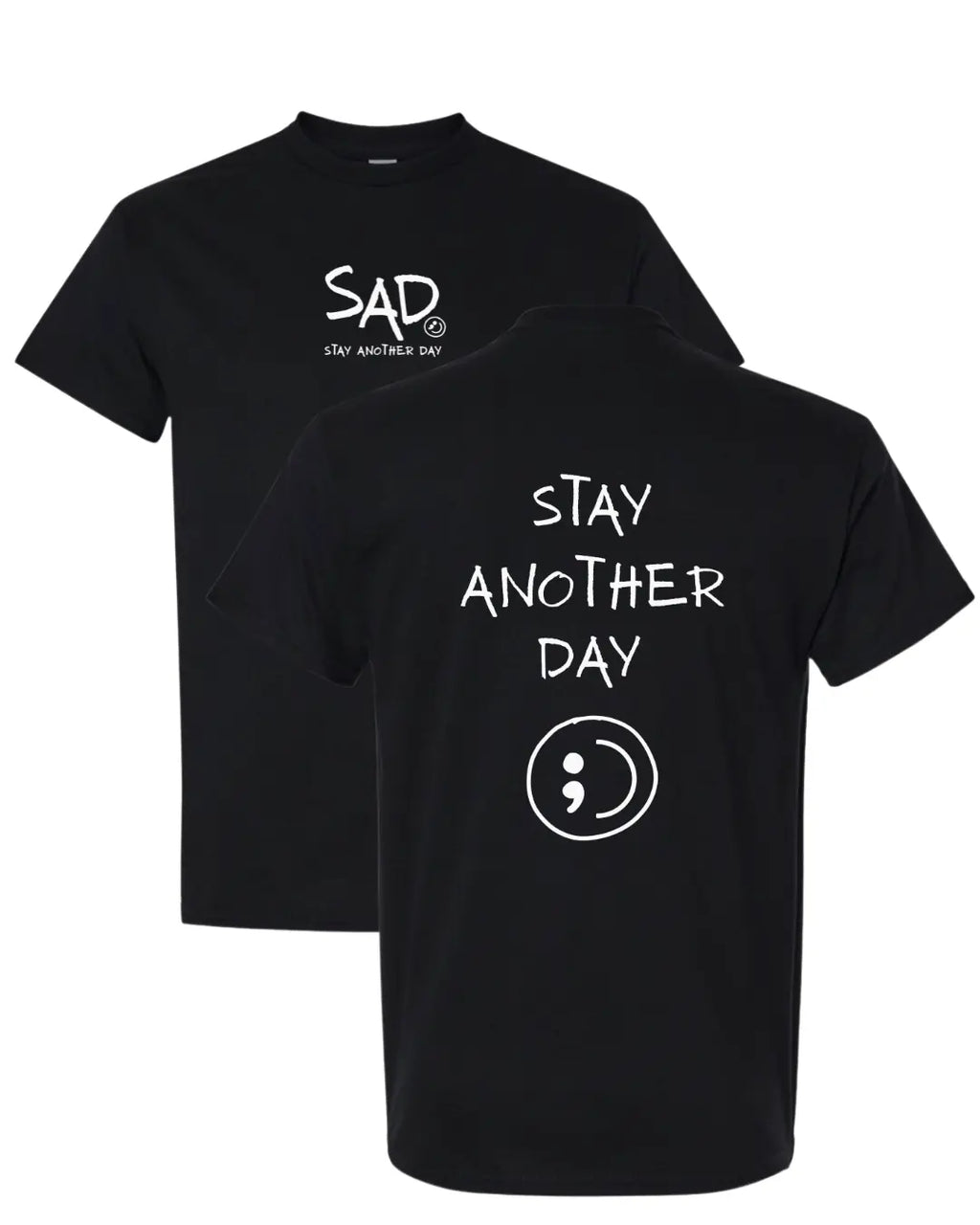 Stay Another Day Men's Cotton Graphic T-Shirt - Short-Sleeve, Loose Fit, Round Neck Crewneck, Minimalist Casual Positivity Graphic Mental Health Awareness Menswear Top, Tshirt