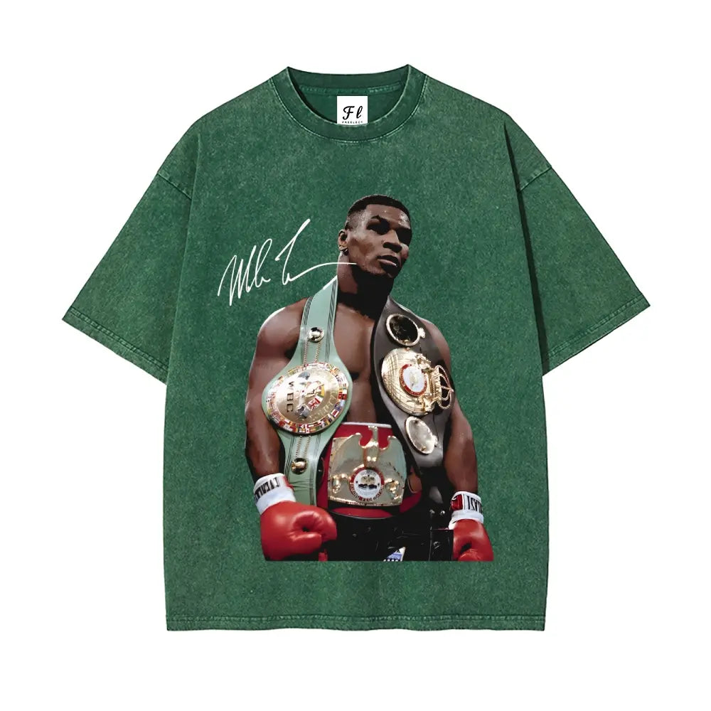 Mike Tyson T-Shirt, 90s Vintage Boxing Sport Legend Oversize Unisex Washed T-Shirt for Women and Men's Unisex Fit Batik Cotton Oversize Streetwear Menswear Super Soft Pre-Shrunk,back to school,back to school shopping