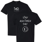 Stay Another Day Men's Cotton Graphic T-Shirt - Short-Sleeve, Loose Fit, Round Neck Crewneck, Minimalist Casual Positivity Graphic Mental Health Awareness Menswear Top, Tshirt