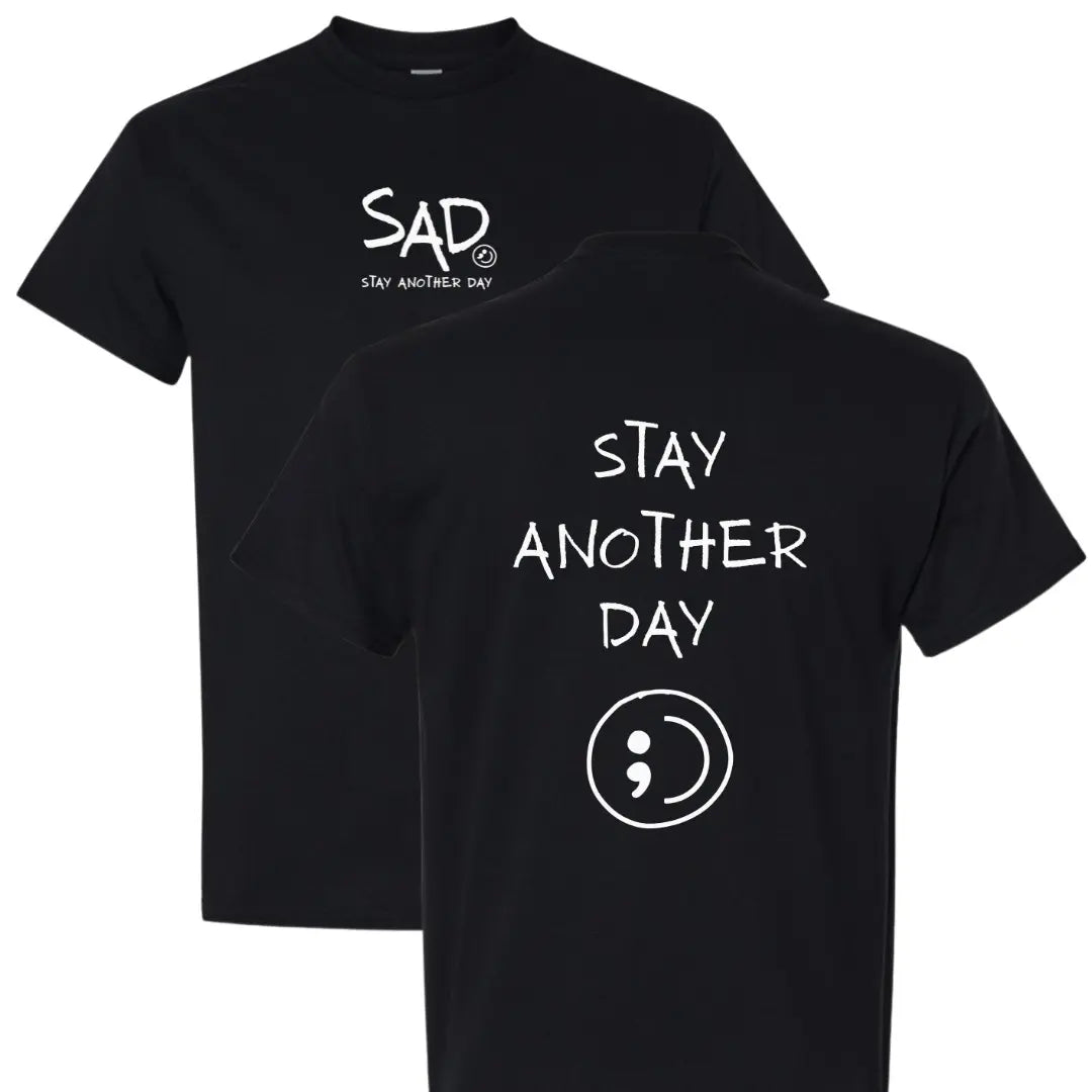 Stay Another Day Men's Cotton Graphic T-Shirt - Short-Sleeve, Loose Fit, Round Neck Crewneck, Minimalist Casual Positivity Graphic Mental Health Awareness Menswear Top, Tshirt