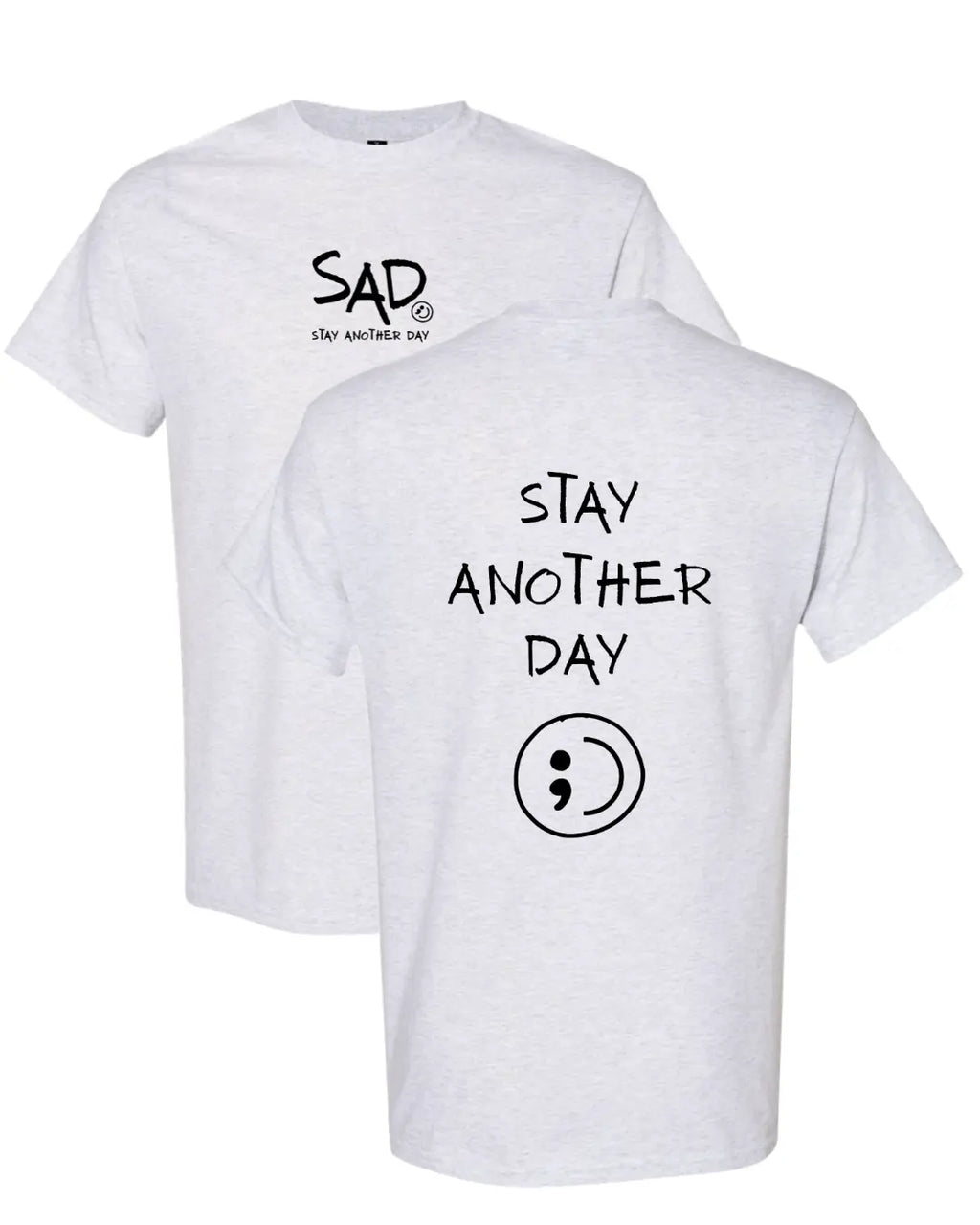 Stay Another Day Men's Cotton Graphic T-Shirt - Short-Sleeve, Loose Fit, Round Neck Crewneck, Minimalist Casual Positivity Graphic Mental Health Awareness Menswear Top, Tshirt