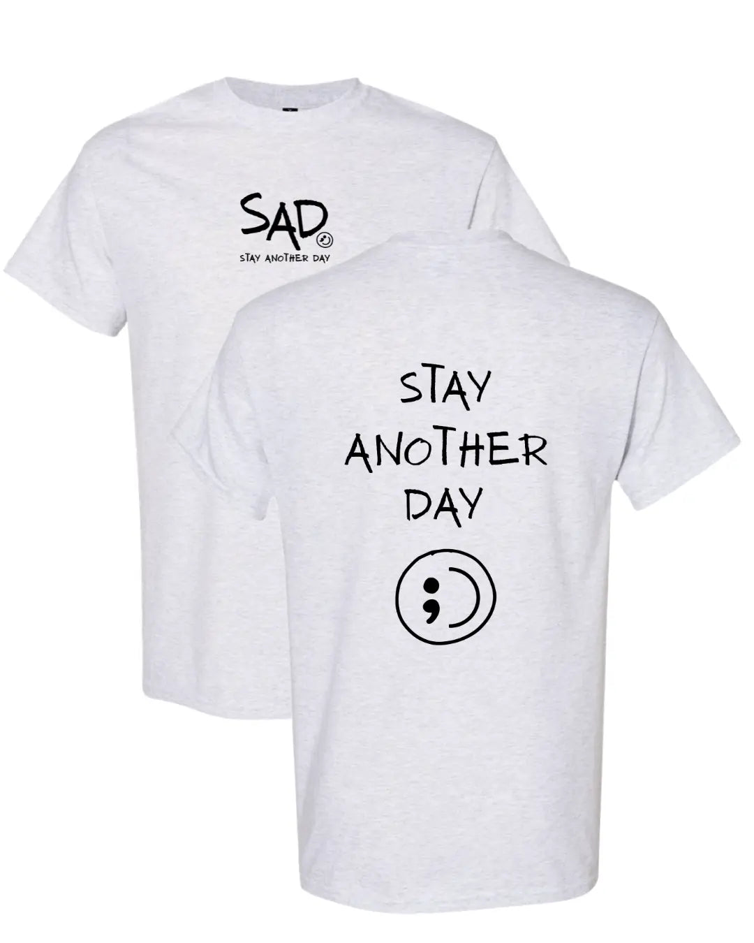 Stay Another Day Men's Cotton Graphic T-Shirt - Short-Sleeve, Loose Fit, Round Neck Crewneck, Minimalist Casual Positivity Graphic Mental Health Awareness Menswear Top, Tshirt