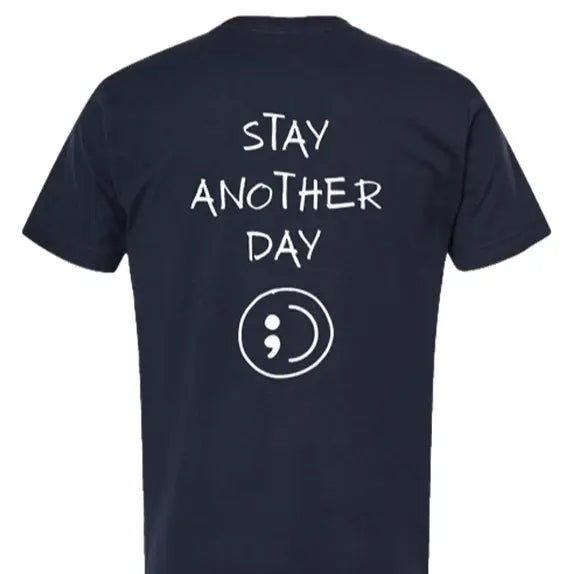 Stay Another Day Men's Cotton Graphic T-Shirt - Short-Sleeve, Loose Fit, Round Neck Crewneck, Minimalist Casual Positivity Graphic Mental Health Awareness Menswear Top, Tshirt