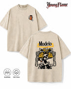 Vintage Acid Wash Skeleton Drinking Beer Graphic Tee Grunge Streetwear Y2K Clothing Oversized Summer Top loose fit casual shirt cotton t-shirt