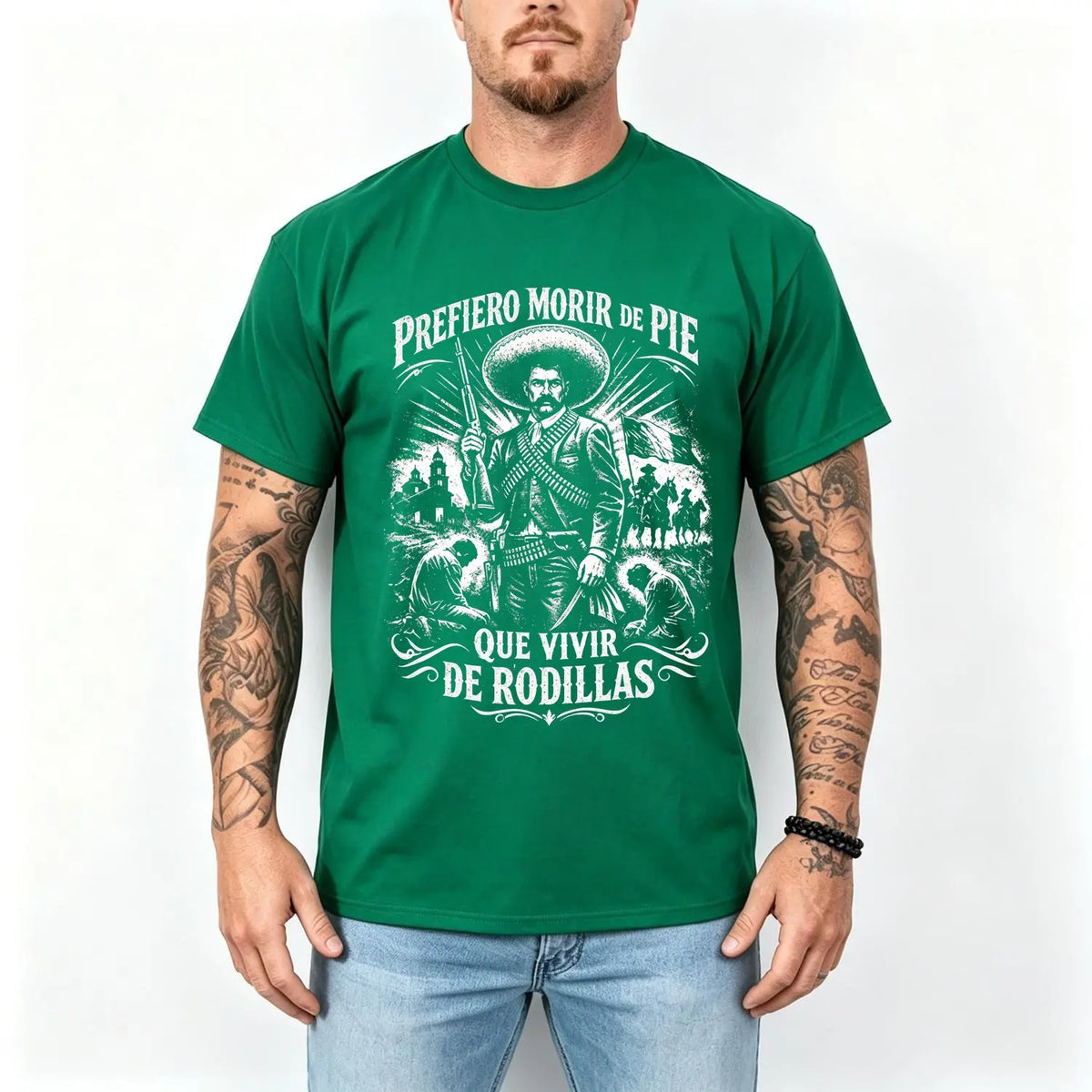 Men's 100% Pure Cotton Oversized Short-Sleeve Crew Neck T-Shirt - Historical Icon Emiliano Zapata Print Casual Graphic Top, Mexican Revolution Heat Transfer Menswear, Vintage Letter Gift for Friends