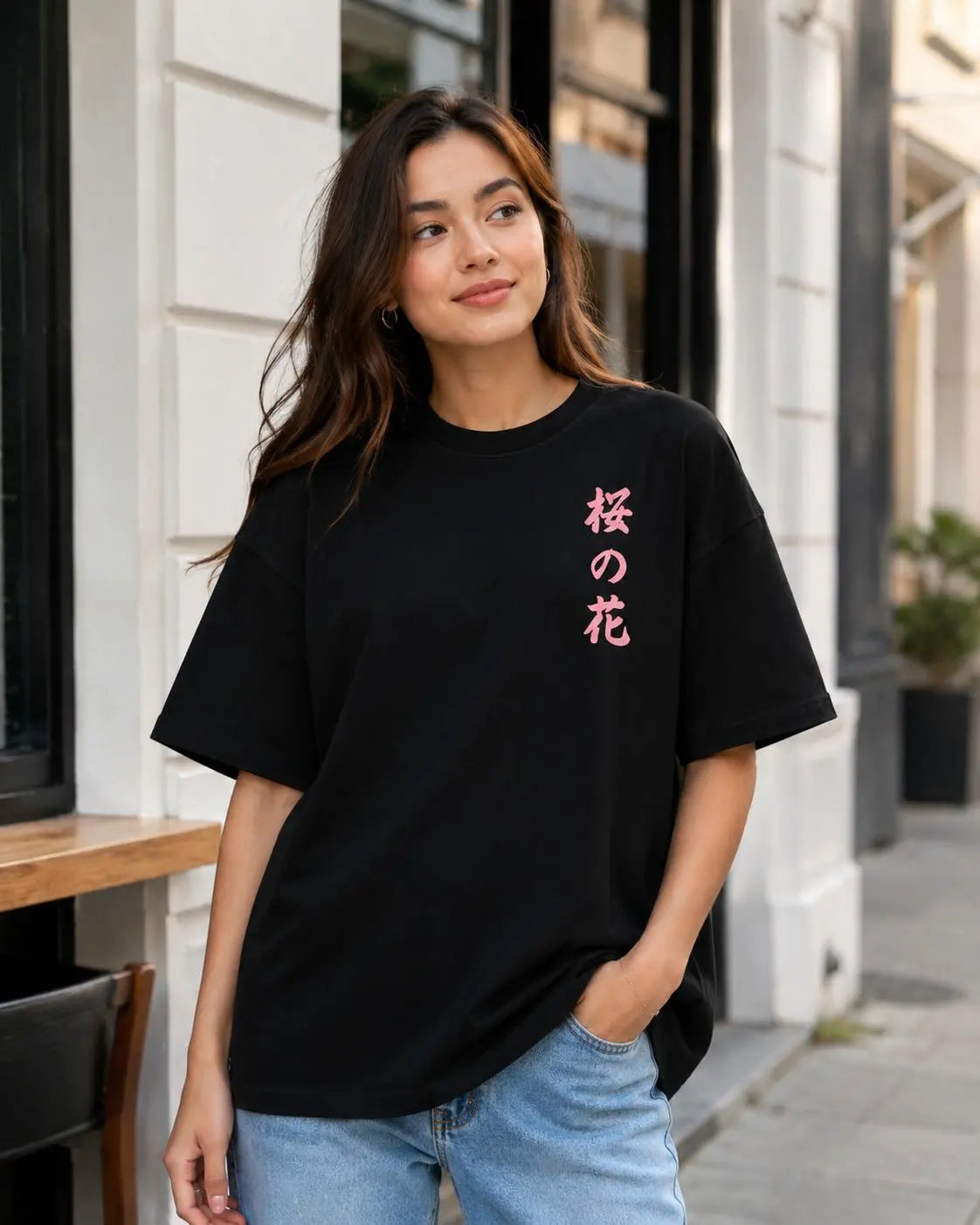 Men's Crew Neck Graphic Tee - Unisex 230g Premium Soft Cotton Vintage Striped Tie-Dye Short-Sleeve, Chic Preppy Retro Streetwear, Double-Sided HD Japanese Cherry Blossom Print, Skin-Friendly Breathable Oversized Black Flora Thanksgiving Gift